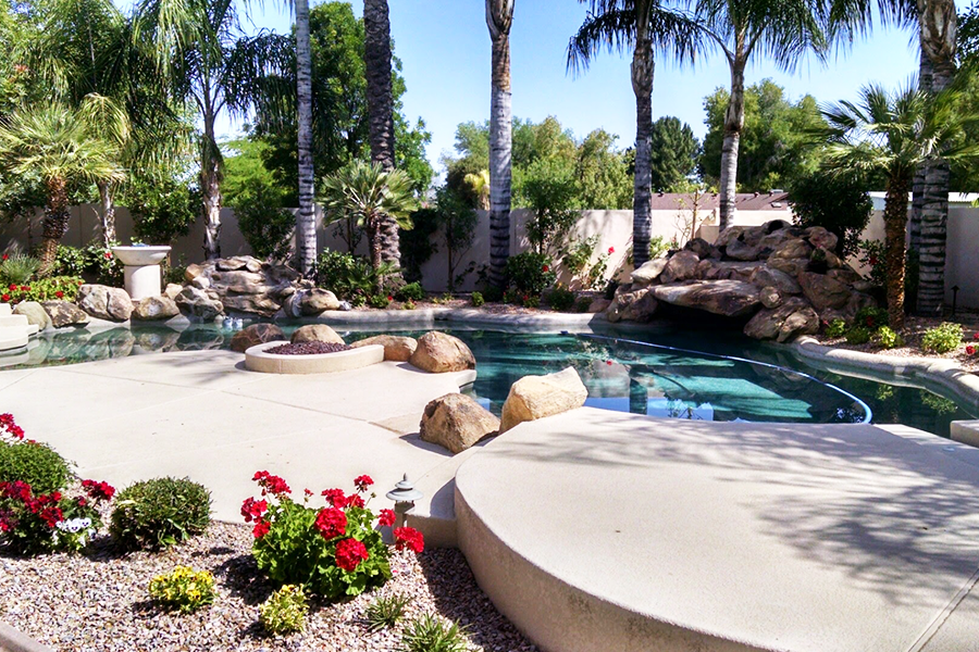Residential Backyard Landscape Design Pool & Turf